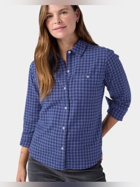 Stio Women's Miter Stretch Lightweight Flannel Shirt - Nightfall Mini Check XS